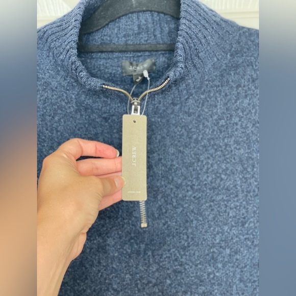 J.Crew blue merino wool blend half zip sweater | L - Picture 3 of 7